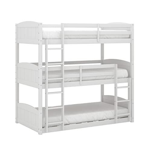 Hillsdale Alexis Contemporary Wood Arch Twin Over Twin Floor Bunk Bed with Slats, White Sunny Side Store