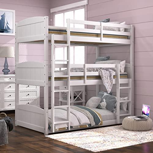 Hillsdale Alexis Contemporary Wood Arch Twin Over Twin Floor Bunk Bed with Slats, White Sunny Side Store