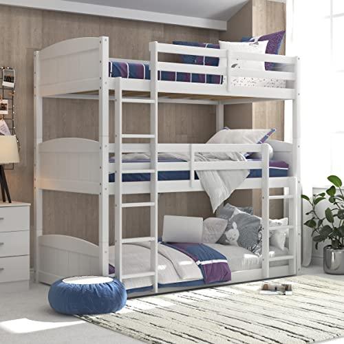 Hillsdale Alexis Contemporary Wood Arch Twin Over Twin Floor Bunk Bed with Slats, White Sunny Side Store