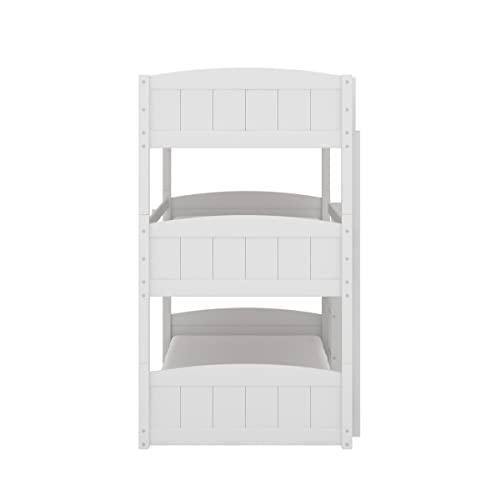 Hillsdale Alexis Contemporary Wood Arch Twin Over Twin Floor Bunk Bed with Slats, White Sunny Side Store