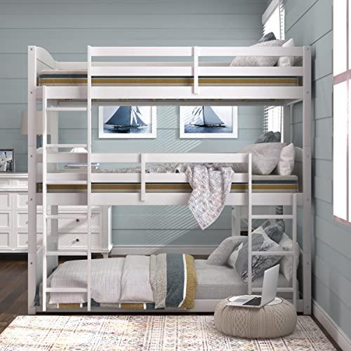 Hillsdale Alexis Contemporary Wood Arch Twin Over Twin Floor Bunk Bed with Slats, White Sunny Side Store