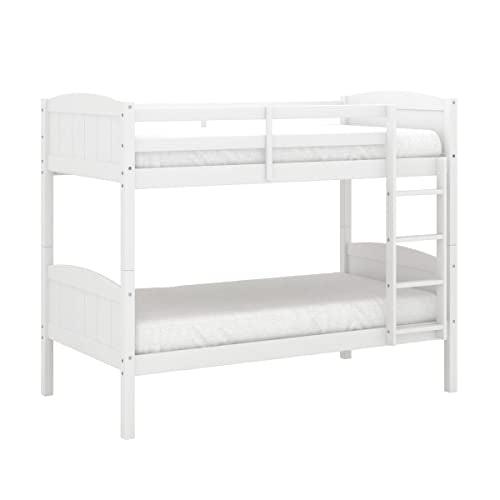 Hillsdale Alexis Contemporary Wood Arch Twin Over Twin Floor Bunk Bed with Slats, White Sunny Side Store