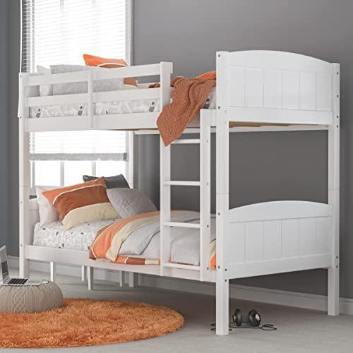 Hillsdale Alexis Contemporary Wood Arch Twin Over Twin Floor Bunk Bed with Slats, White Sunny Side Store