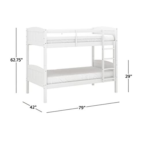 Hillsdale Alexis Contemporary Wood Arch Twin Over Twin Floor Bunk Bed with Slats, White Sunny Side Store