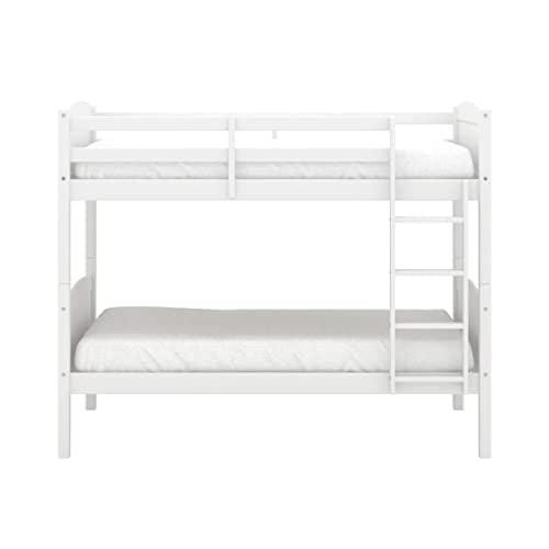 Hillsdale Alexis Contemporary Wood Arch Twin Over Twin Floor Bunk Bed with Slats, White Sunny Side Store