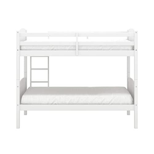 Hillsdale Alexis Contemporary Wood Arch Twin Over Twin Floor Bunk Bed with Slats, White Sunny Side Store