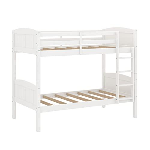 Hillsdale Alexis Contemporary Wood Arch Twin Over Twin Floor Bunk Bed with Slats, White Sunny Side Store