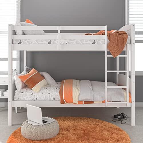 Hillsdale Alexis Contemporary Wood Arch Twin Over Twin Floor Bunk Bed with Slats, White Sunny Side Store