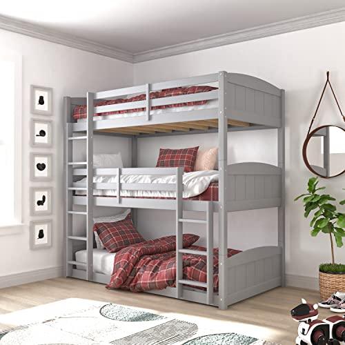 Hillsdale Alexis Contemporary Wood Arch Twin Over Twin Floor Bunk Bed with Slats, White Sunny Side Store