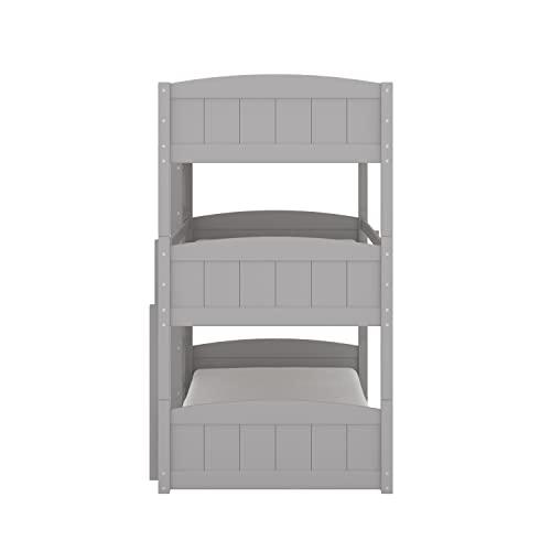 Hillsdale Alexis Contemporary Wood Arch Twin Over Twin Floor Bunk Bed with Slats, White Sunny Side Store