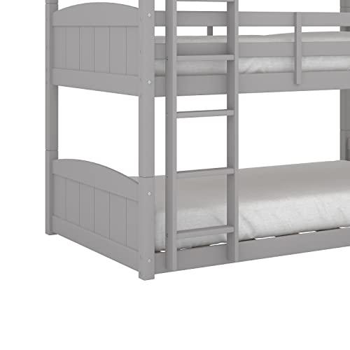 Hillsdale Alexis Contemporary Wood Arch Twin Over Twin Floor Bunk Bed with Slats, White Sunny Side Store