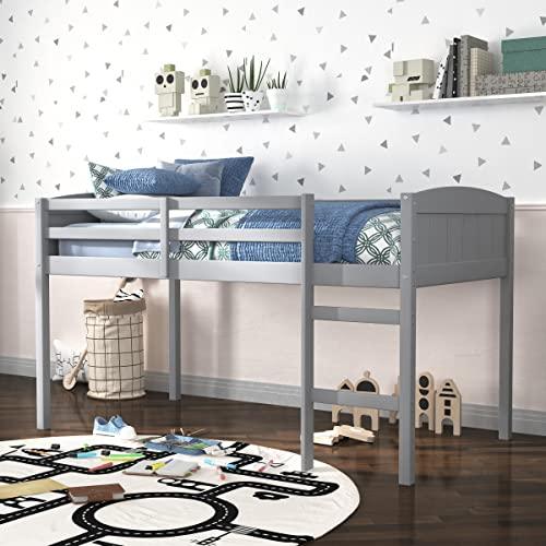 Hillsdale Alexis Contemporary Wood Arch Twin Over Twin Floor Bunk Bed with Slats, White Sunny Side Store