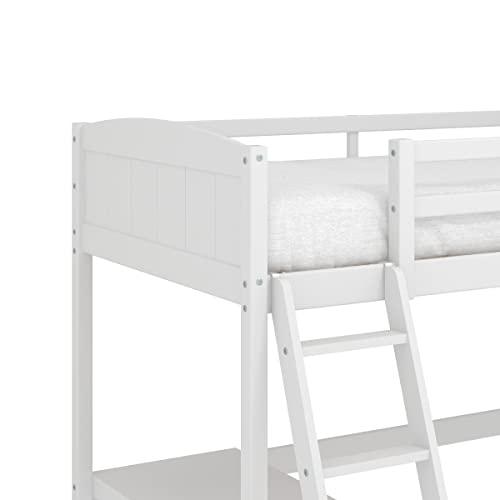 Hillsdale Alexis Contemporary Wood Arch Twin Over Twin Floor Bunk Bed with Slats, White Sunny Side Store