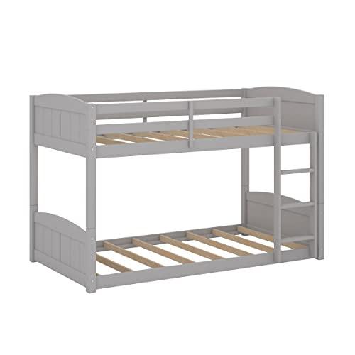 Hillsdale Alexis Contemporary Wood Arch Twin Over Twin Floor Bunk Bed with Slats, White Sunny Side Store