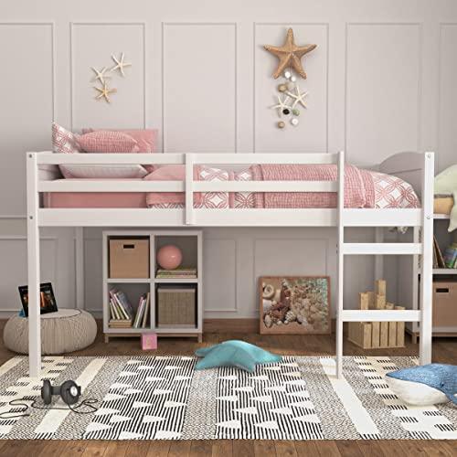 Hillsdale Alexis Contemporary Wood Arch Twin Over Twin Floor Bunk Bed with Slats, White Sunny Side Store