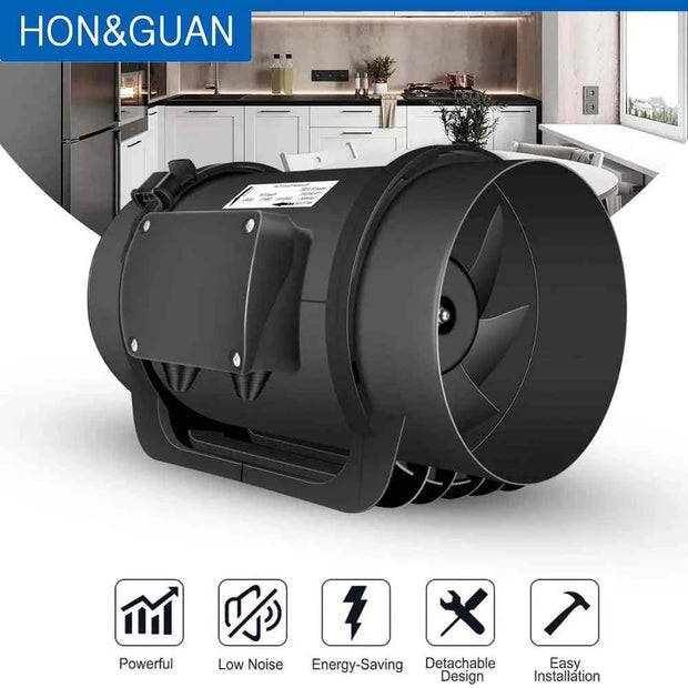 Hon&Guan 8 Inch Inline Duct Fan 0-10V PWM Variable Speed Controller Air Extractor for Bathroom Exhaust Ventilator EC Motor - Sunny Side Store