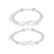 Hot selling personality exaggerated diamond inlay eight character loop infinite wide chain bracelet ankle chain set eprolo