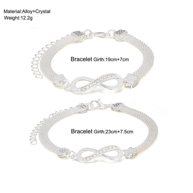 Hot selling personality exaggerated diamond inlay eight character loop infinite wide chain bracelet ankle chain set eprolo