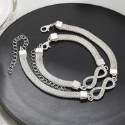 Hot selling personality exaggerated diamond inlay eight character loop infinite wide chain bracelet ankle chain set eprolo