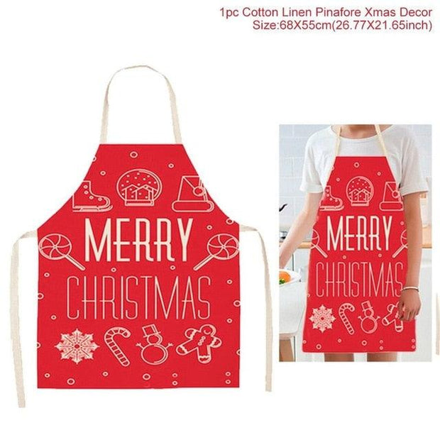 Huiran Merry Christmas Apron Santa Claus Christmas Decorations For Home Navidad Happy New Year Christmas Kitchen Noel - Sunny Side Store