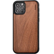 iPhone 12 and iPhone 12 Pro wood case walnut backside with TPU bumper and black PC - Sunny Side Store