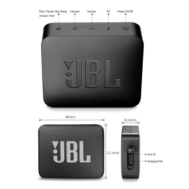 JBL GO 2 Wireless Bluetooth Speaker IPX7 Waterproof With Mic - Sunny Side Store