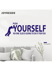 JOYRESIDE Push Yourself Wall Quote Sticker Success Fitness Decals Vinyl Bedroom Living room Gym Interior Design Art Mural A1450 - Sunny Side Store Sunny Side Store  3.92