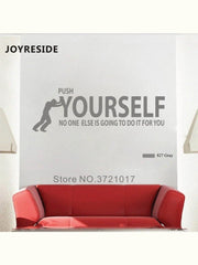 JOYRESIDE Push Yourself Wall Quote Sticker Success Fitness Decals Vinyl Bedroom Living room Gym Interior Design Art Mural A1450 - Sunny Side Store Sunny Side Store  3.92