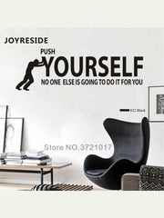 JOYRESIDE Push Yourself Wall Quote Sticker Success Fitness Decals Vinyl Bedroom Living room Gym Interior Design Art Mural A1450 - Sunny Side Store Sunny Side Store  3.92