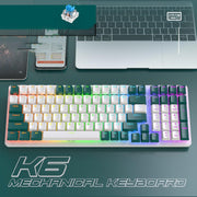 K6 Mechanical Keyboard Wireless 5.0 BT 2.4 Ghz Wired Three Modes Backlit Bluetooth Gamer Keyboard 100 Keys Keycaps Pc Gamer - Sunny Side Store