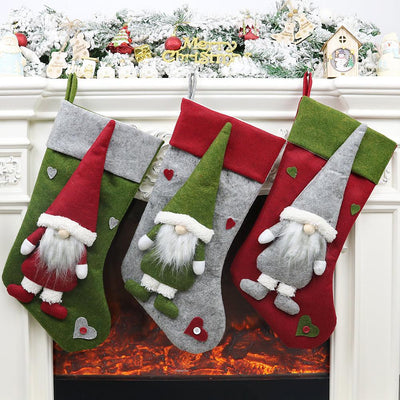 Large Christmas Stockings Gifts Cloth Santa Elk Socks Xmas Lovely Gift Holders For Children Fireplace Tree Christmas Decoration - Sunny Side Store