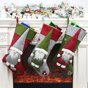 Large Christmas Stockings Gifts Cloth Santa Elk Socks Xmas Lovely Gift Holders For Children Fireplace Tree Christmas Decoration - Sunny Side Store