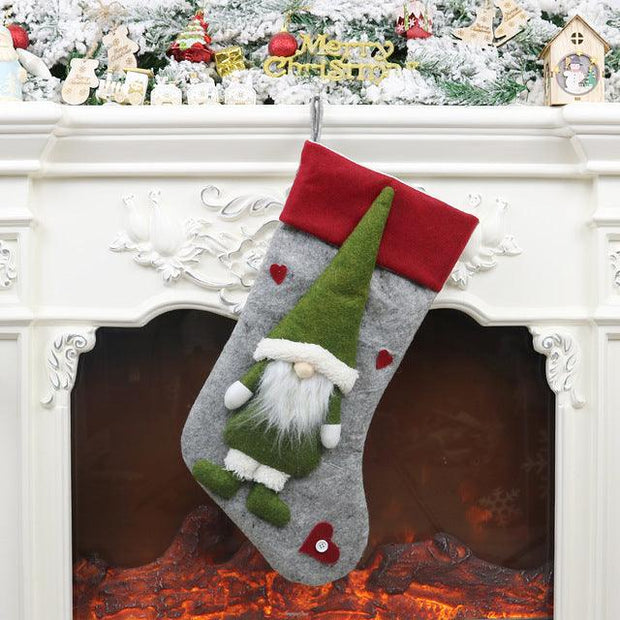 Large Christmas Stockings Gifts Cloth Santa Elk Socks Xmas Lovely Gift Holders For Children Fireplace Tree Christmas Decoration - Sunny Side Store