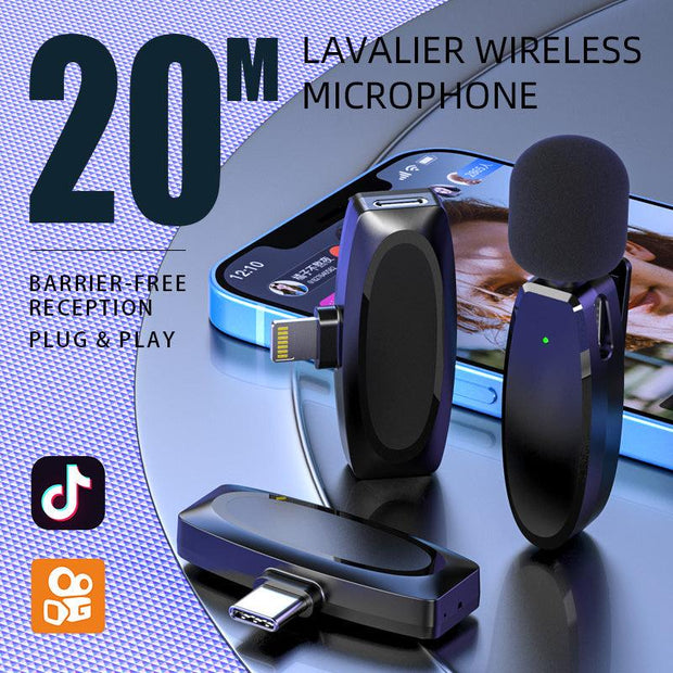 Lavalier Wireless Microphone Outdoor Live Broadcast Internet Celebrity Carry 2.4G Radio Noise Reduction Small Microphone eprolo