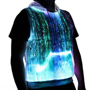 LED Tank Top luminous Men's hoodie RGB light up t shirt with hood casual men's hoodie - Sunny Side Store