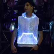 LED Tank Top luminous Men's hoodie RGB light up t shirt with hood casual men's hoodie - Sunny Side Store