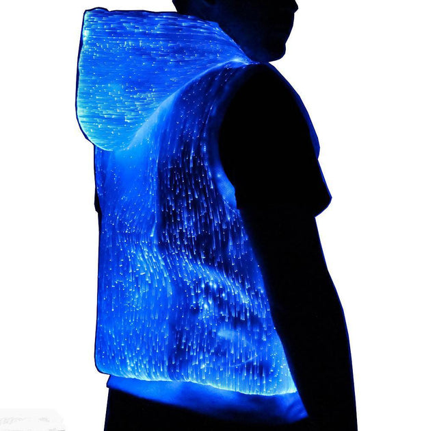 LED Tank Top luminous Men's hoodie RGB light up t shirt with hood casual men's hoodie - Sunny Side Store