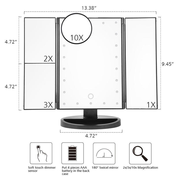 LED Touch Screen 22 Light Makeup Mirror Table - Sunny Side Store