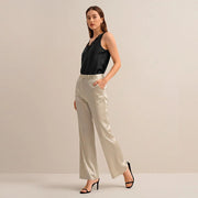 LILYSILK Silk Pants For Women 2022 New 22 Momme Buttoned Waist Micro-Flare Trousers Office Lady Essentials Bottoms Free Shipping - Sunny Side Store