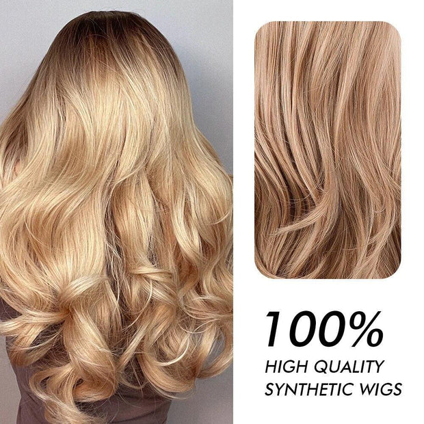 Long Light Ash Brown Blonde Natural Wavy Synthetic Wigs with Bangs Heat Resistant Fiber Daily Party Hair Cosplay Wigs for Women - Sunny Side Store Sunny Side Store  17.22