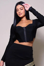 Long Sleeve Corset Top CCWHOLESALECLOTHING