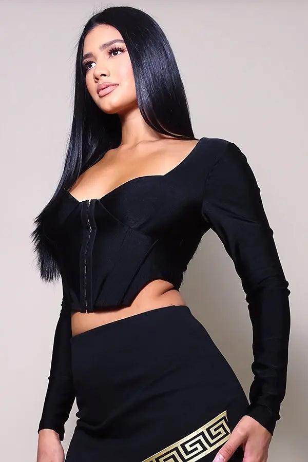 Long Sleeve Corset Top CCWHOLESALECLOTHING