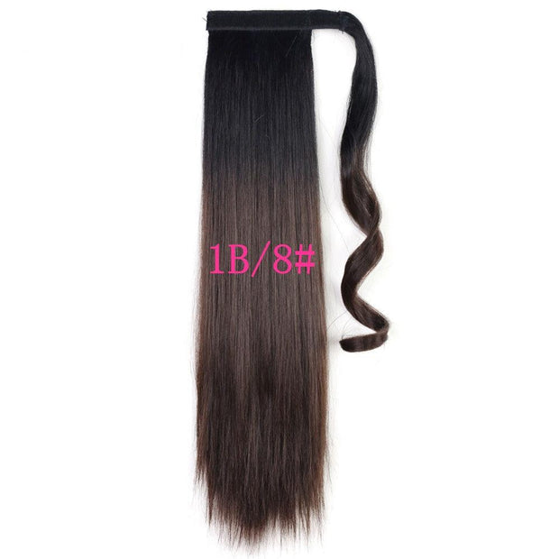 Long Straight Wrap Around Clip In Ponytail Hair Extension Heat Resistant Synthetic Tail Fake Hair - Sunny Side Store