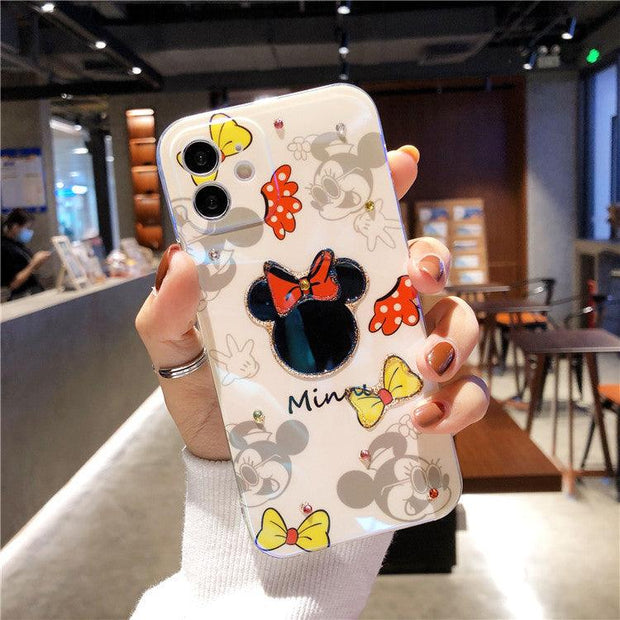 Loose Minnie Minnie Suitable For Apple 12pro Mobile Phone Cover Lovely 8 Flash Drill iPhone11promax Soft Case Soft Case - Sunny Side Store