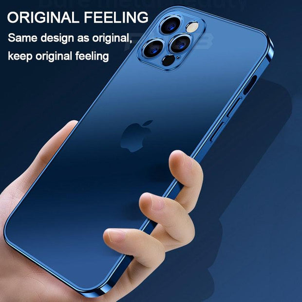 Luxury Plating Square Frame Matte Soft Silicone Case for iPhone 11 12 Pro Max Mini XR X XS 7 8 Plus SE 2020 Transparent Cover - Sunny Side Store