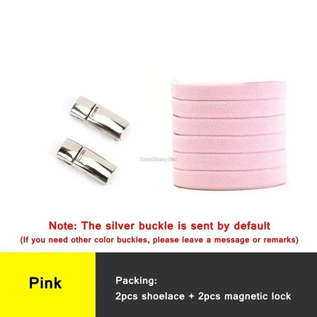 Magnetic lock Shoe laces Elastic No tie Shoelaces Sneakers Shoelace Kids Adult Laces Rainbow Lock One Size Fits All Shoes - Sunny Side Store