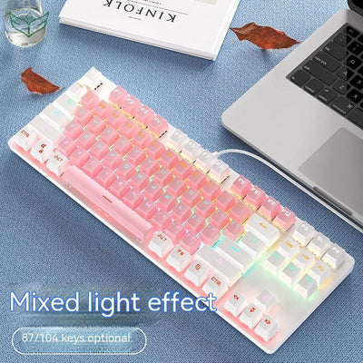 Mechanical Keyboard 87 Key Green Axis Cute Small Keyboard - Sunny Side Store