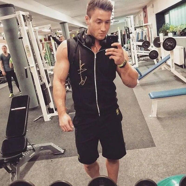 Men Fitness Bodybuilding Sleeveless Hoodies Sweatshirt Male Gym Cotton Hooded Vest Casual Fashion Brand Sportswear Clothing - Sunny Side Store Sunny Side Store  14.74