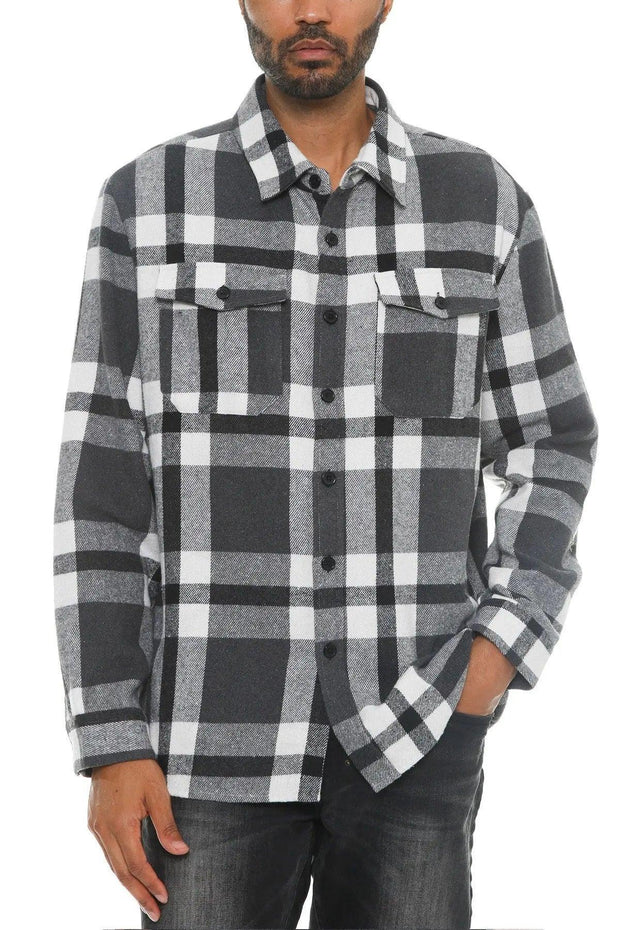 Men's Checkered Soft Flannel Shacket Sunny Side Store