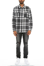 Men's Checkered Soft Flannel Shacket Sunny Side Store